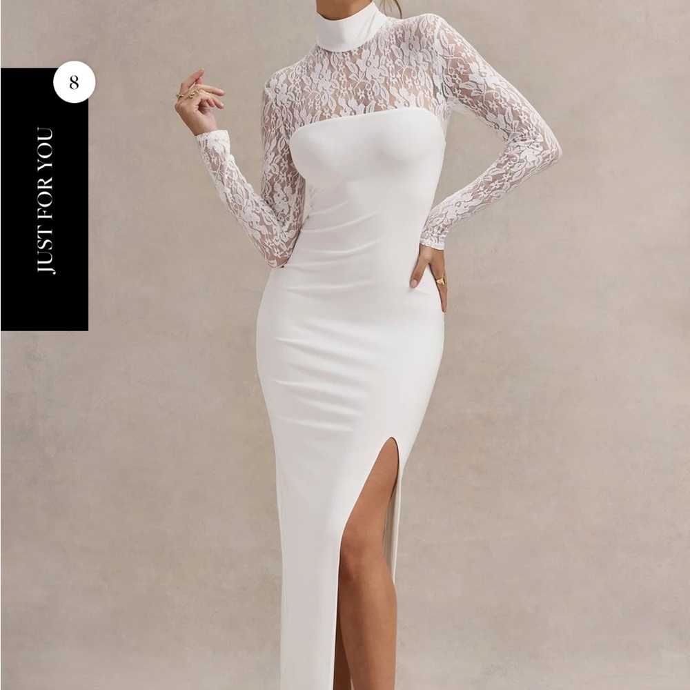 Elegant White Lace Long Sleeve Dress